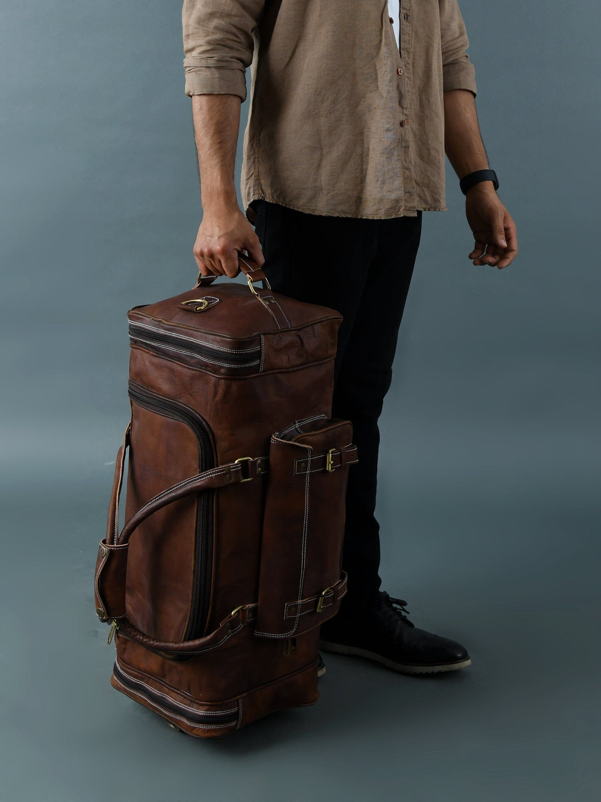 Classy Leather Bags BOGO: Traveler Weekender Duffle Bag + FREE Toiletry Bag - AVBL MRKT (15)