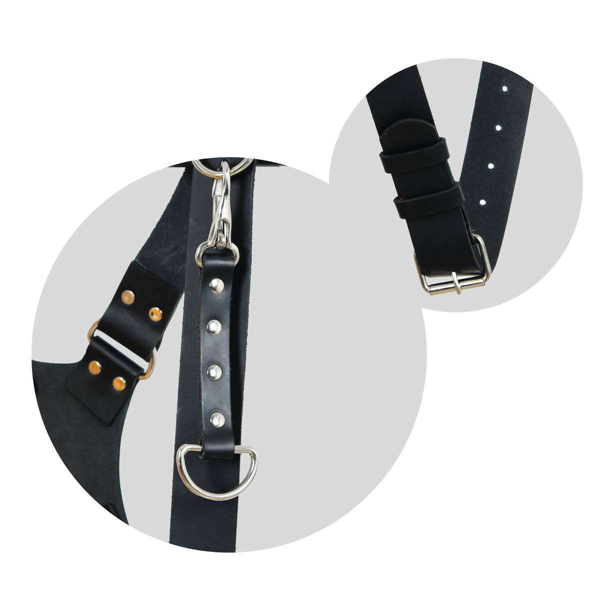 Classy Leather Bags Dual Leather Camera Strap Harness- Black - AVBL MRKT (4)