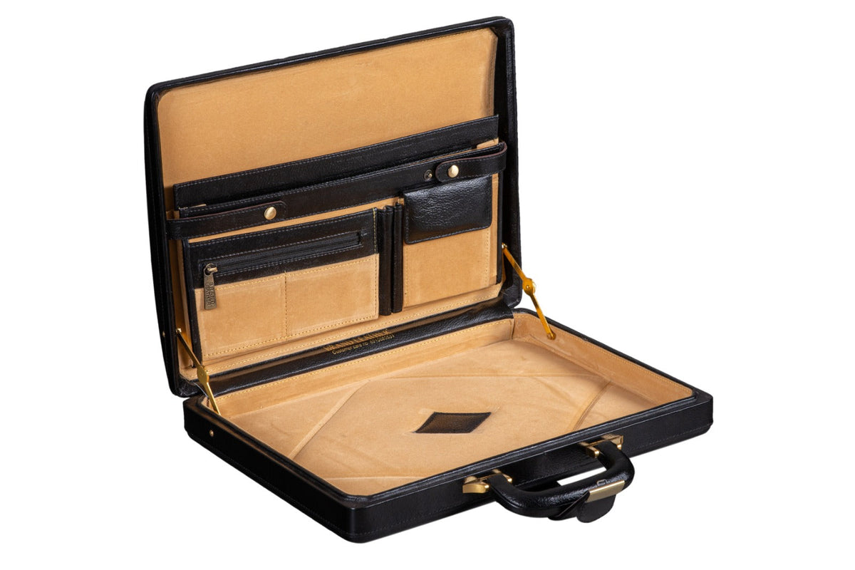 Classy Leather Bags Leather Executive Men's Leather Attache Briefcase - Black - AVBL MRKT (7)