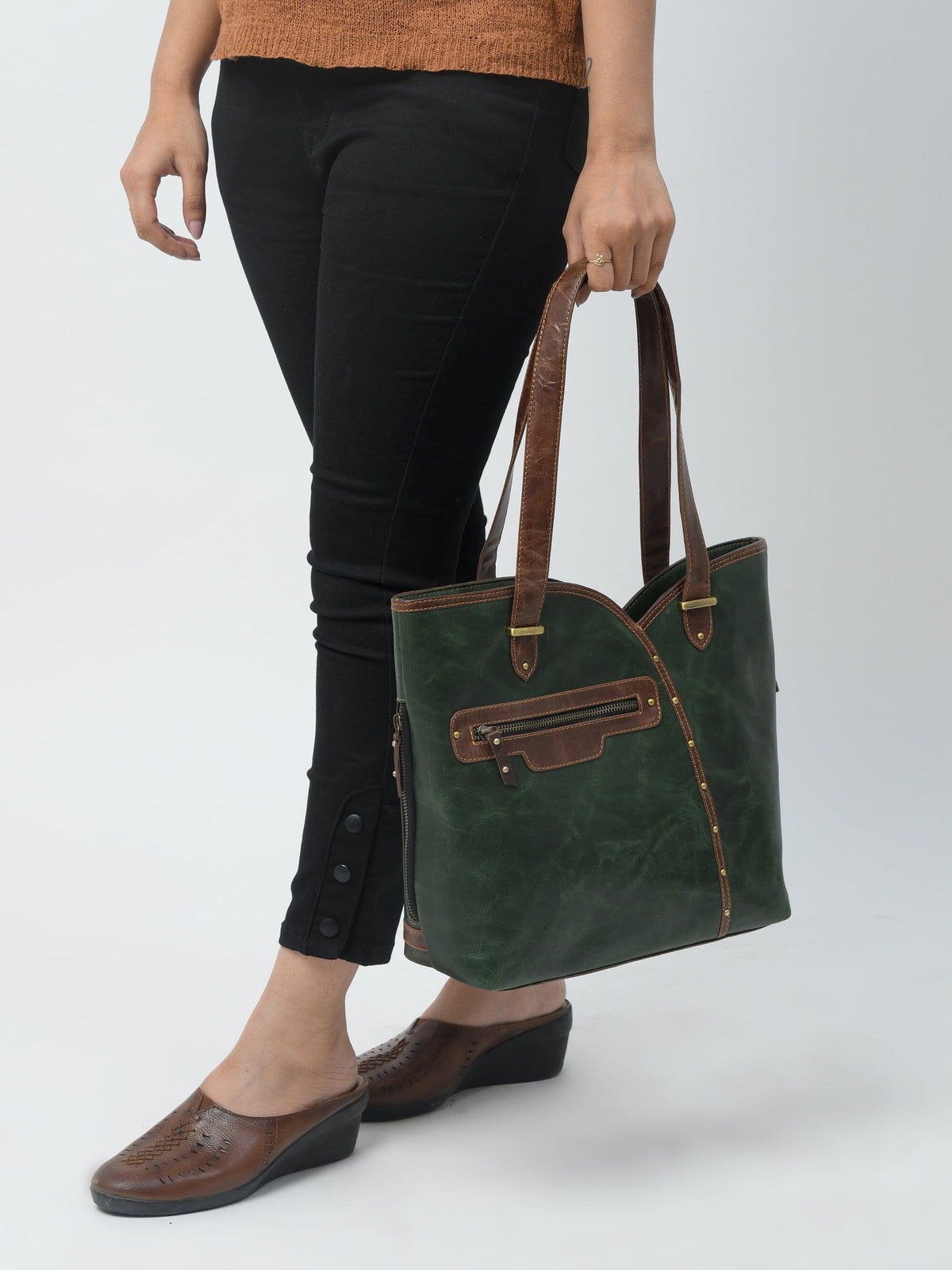 Classy Leather Bags The Riley Handbag- Green - AVBL MRKT (8)