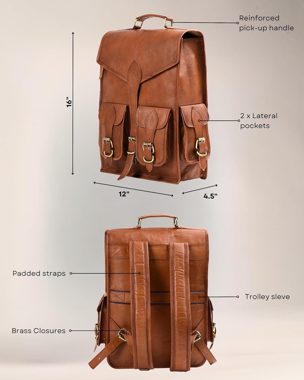 Classy Leather Bags Vintage Leather Backpack Rucksack - AVBL MRKT (9)