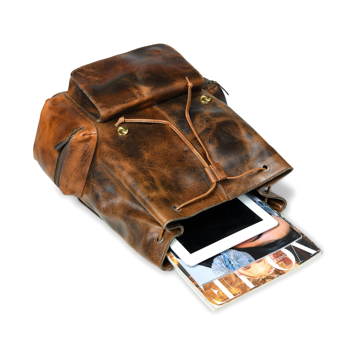 Classy Leather Bags Vortex Leather Backpack: Burnt Brown - AVBL MRKT (5)