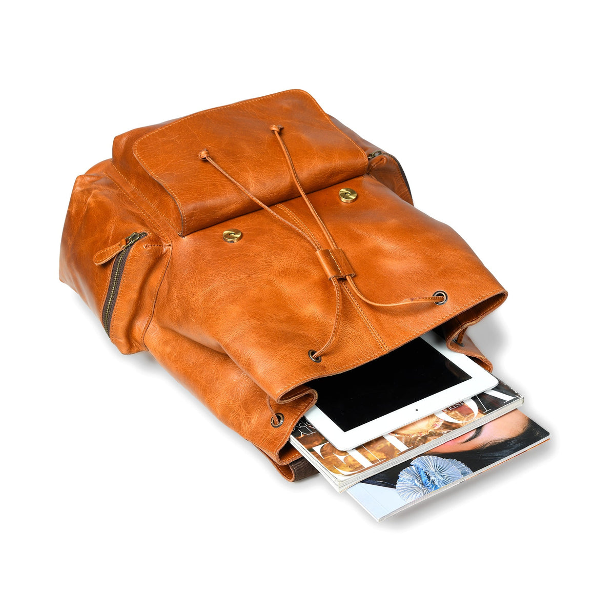Classy Leather Bags Vortex Leather Backpack: Tan Brown - AVBL MRKT (5)