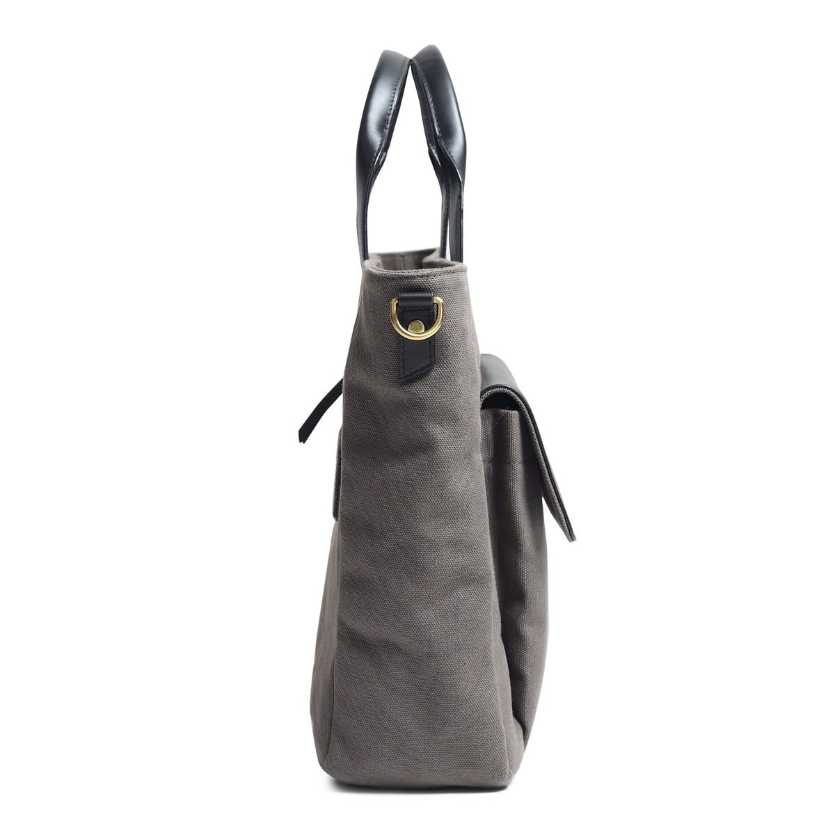 Classy Leather Bags Voyager Canvas Leather Briefcase, Gray - AVBL MRKT (7)
