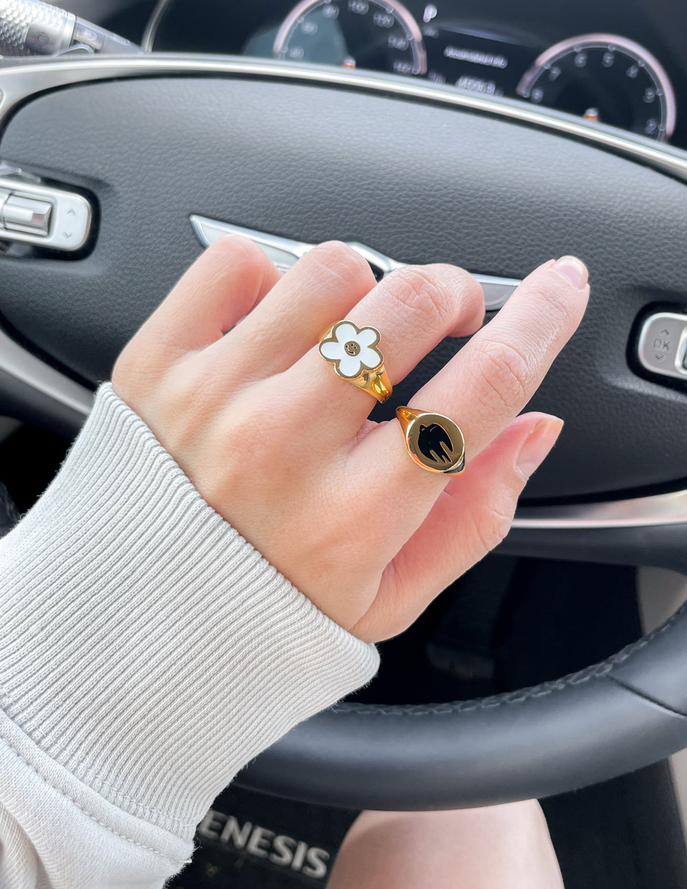 Elevated Faith Black Enamel Gold Dove Ring - AVBL MRKT (2)