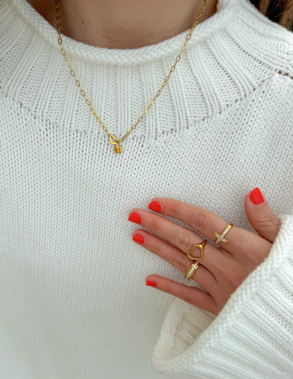 Elevated Faith Heart Lock Paperclip Chain Necklace - AVBL MRKT (3)