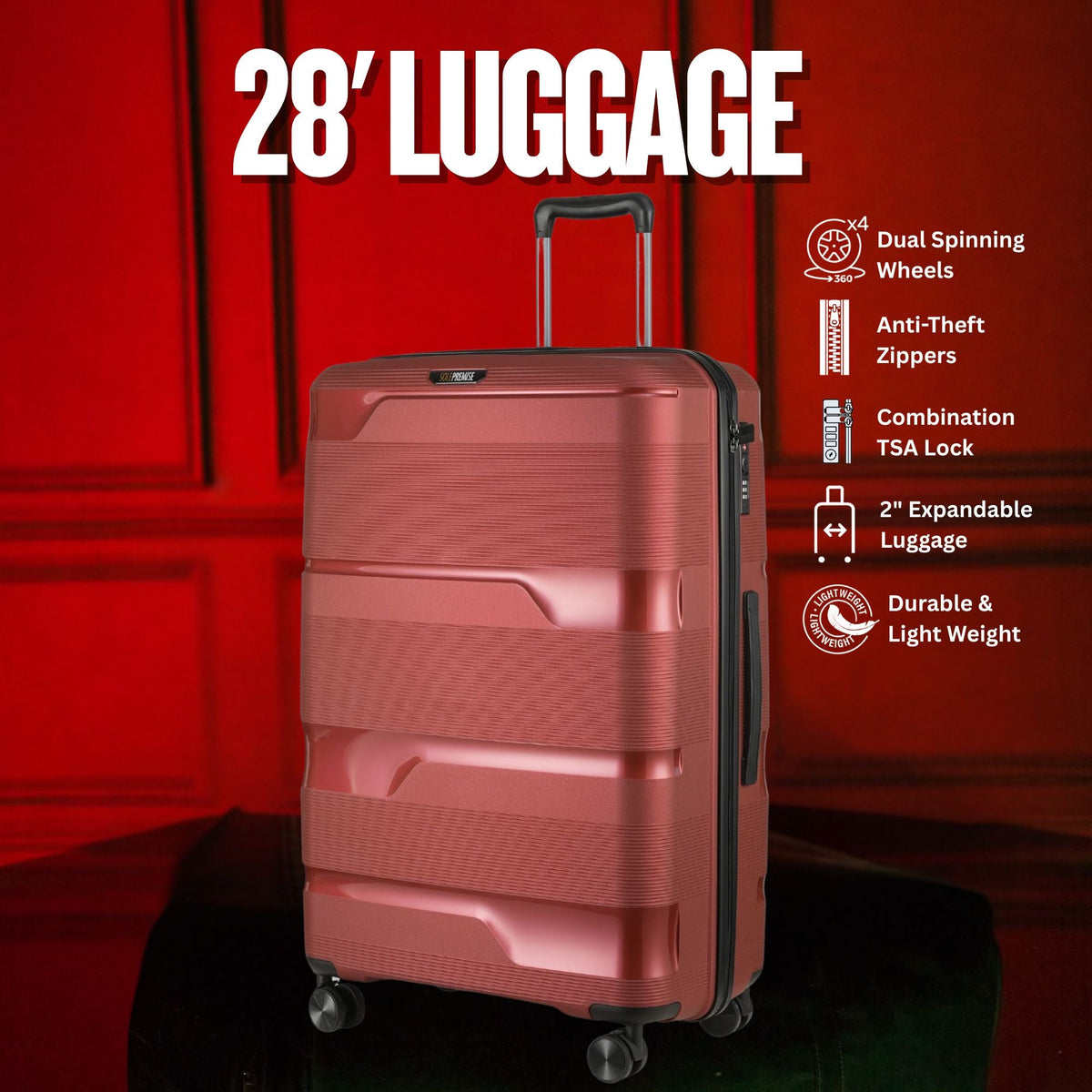 Sole Premise 28-inch Red Hardcase Roller Luggage - AVBL MRKT (9)