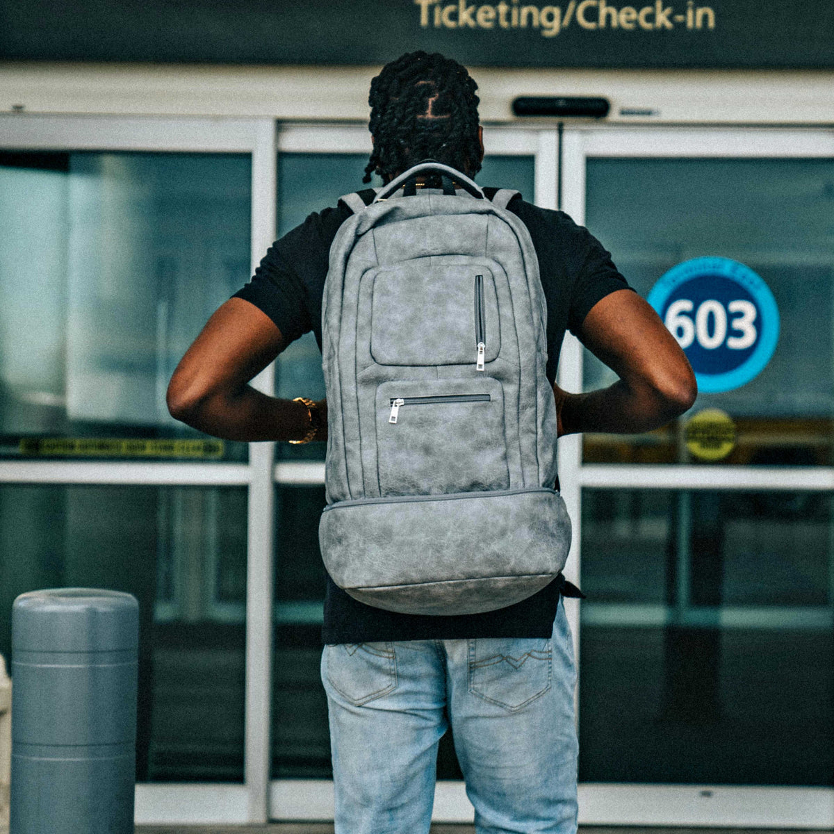 Sole Premise Grey Leather Carry-On Patented Backpack (Only 300 Made) - AVBL MRKT (9)