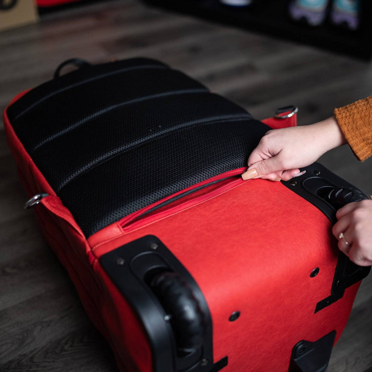 Sole Premise Red Leather Carry-On Roller Bag (Only 150 Made) - AVBL MRKT (9)