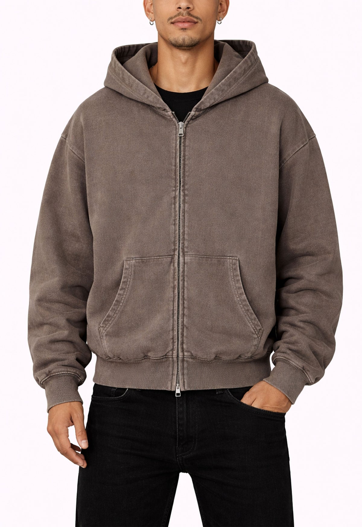 UNDEVELOPED BROWN VINTAGE WASH ZIP HOODIE - AVBL MRKT (2)