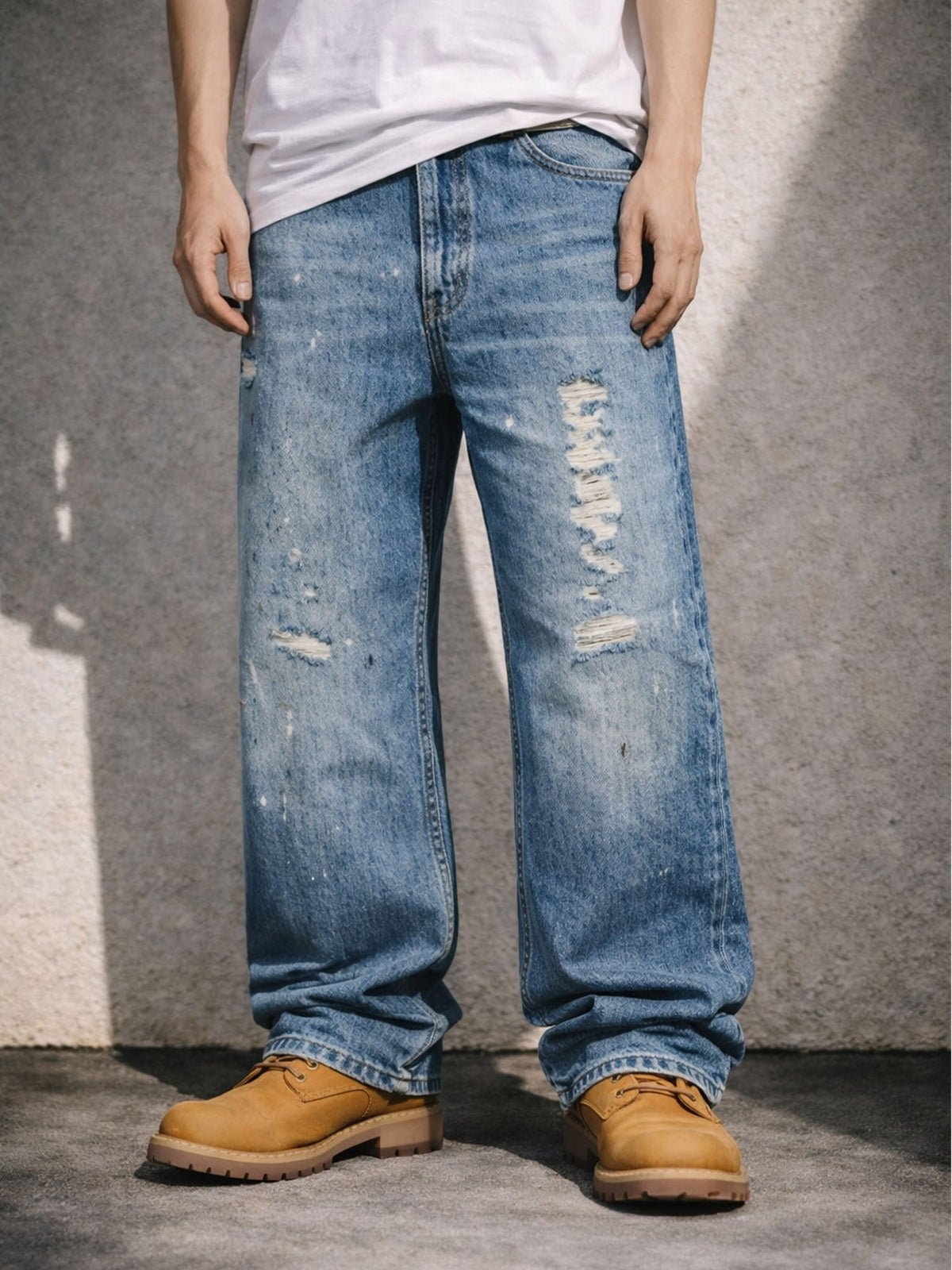 UNDEVELOPED LIGHT WASH DISTRESSED BAGGY DENIM - AVBL MRKT (2)