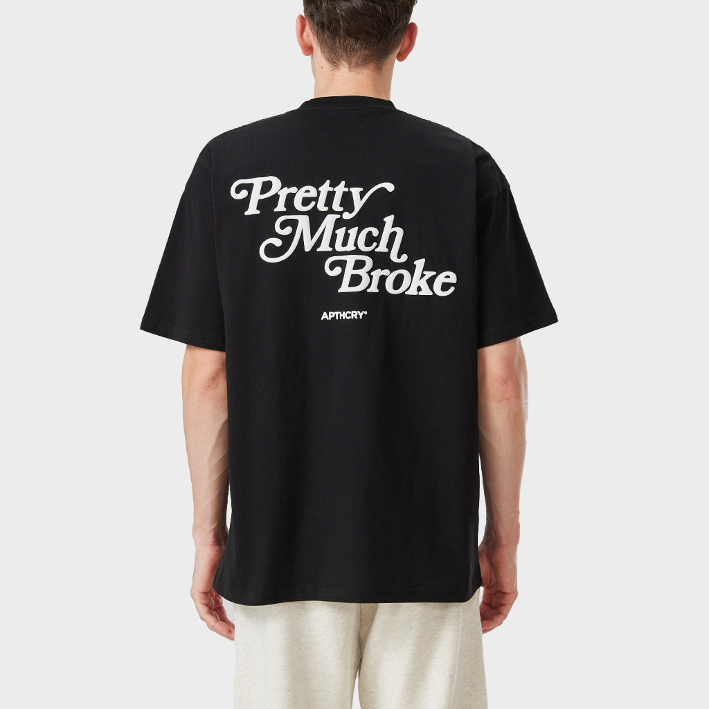 APTHCRY Pretty Much Broke® Puff Print Tee - Black - AVBL MRKT (1)