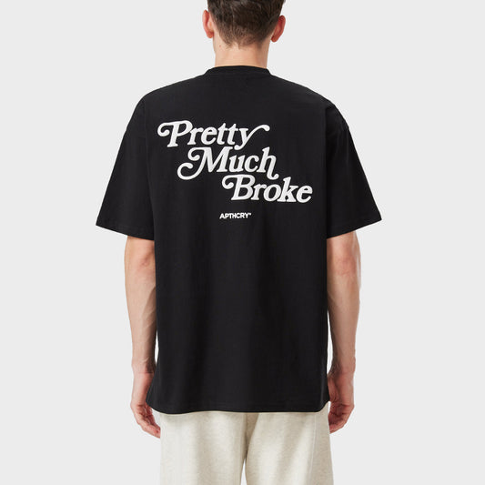 APTHCRY Pretty Much Broke® Puff Print Tee - Black - AVBL MRKT (1)