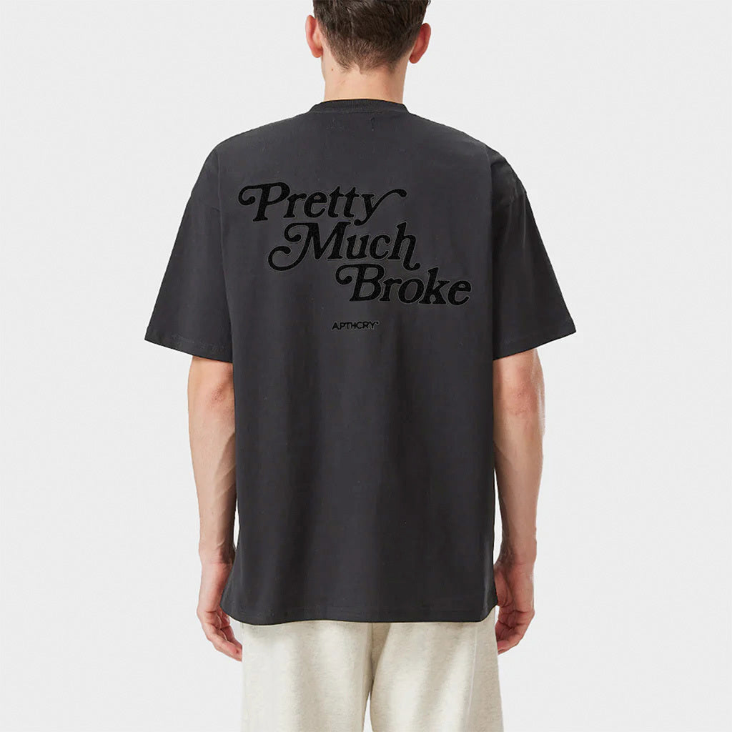 APTHCRY Pretty Much Broke® Puff Print Tee - Vintage Black w/ Black - AVBL MRKT (1)