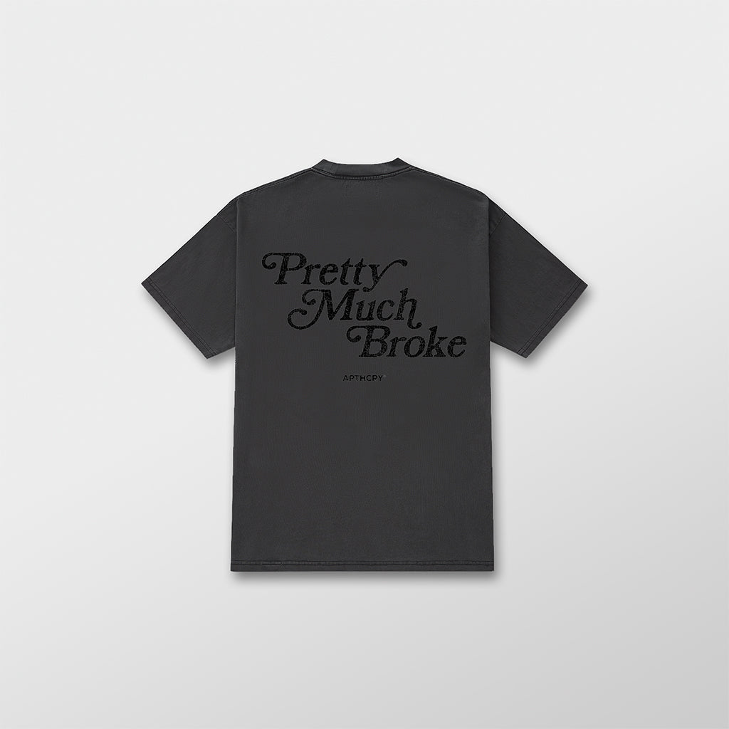 APTHCRY Pretty Much Broke® Puff Print Tee - Vintage Black w/ Black - AVBL MRKT (3)
