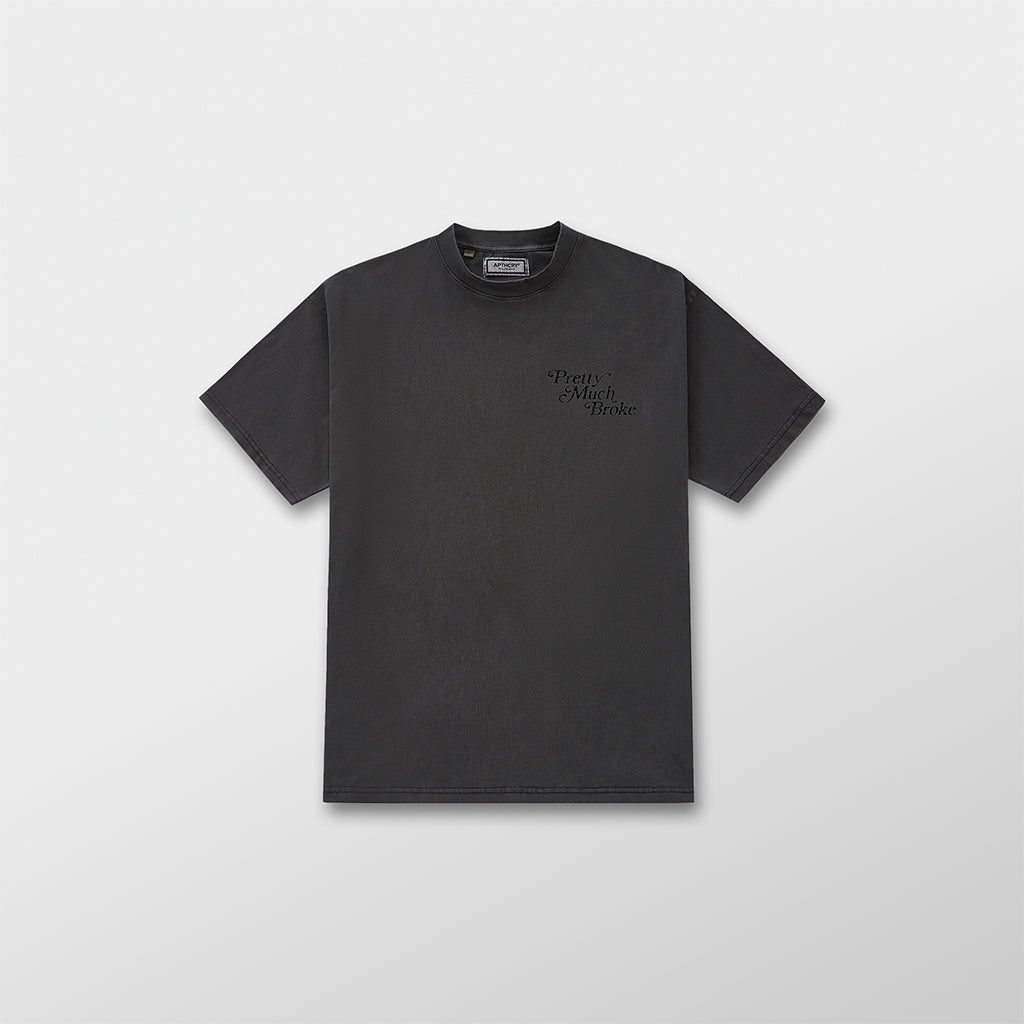APTHCRY Pretty Much Broke® Puff Print Tee - Vintage Black w/ Black - AVBL MRKT (4)