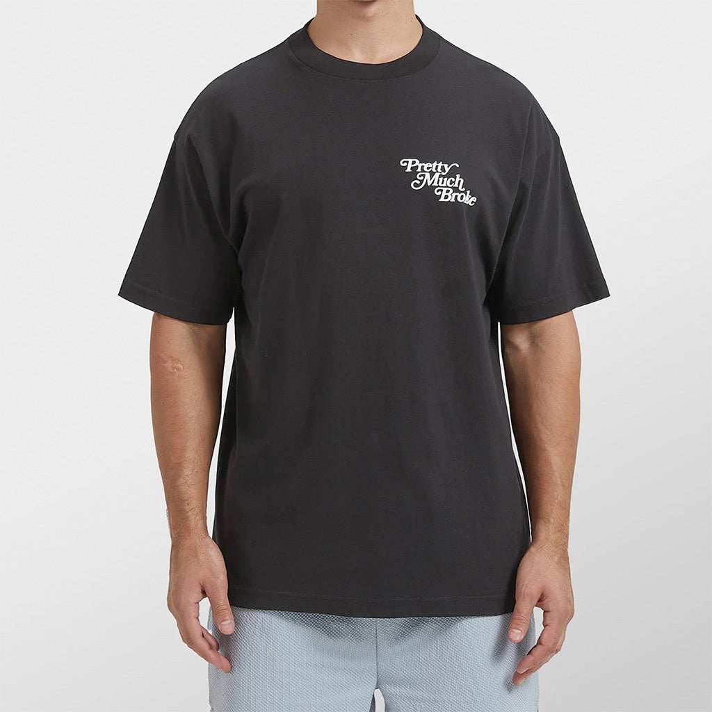 APTHCRY Pretty Much Broke® Puff Print Tee - Vintage Black w/ White - AVBL MRKT (2)