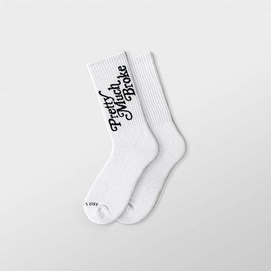 APTHCRY Pretty Much Broke Socks - White - AVBL MRKT (1)