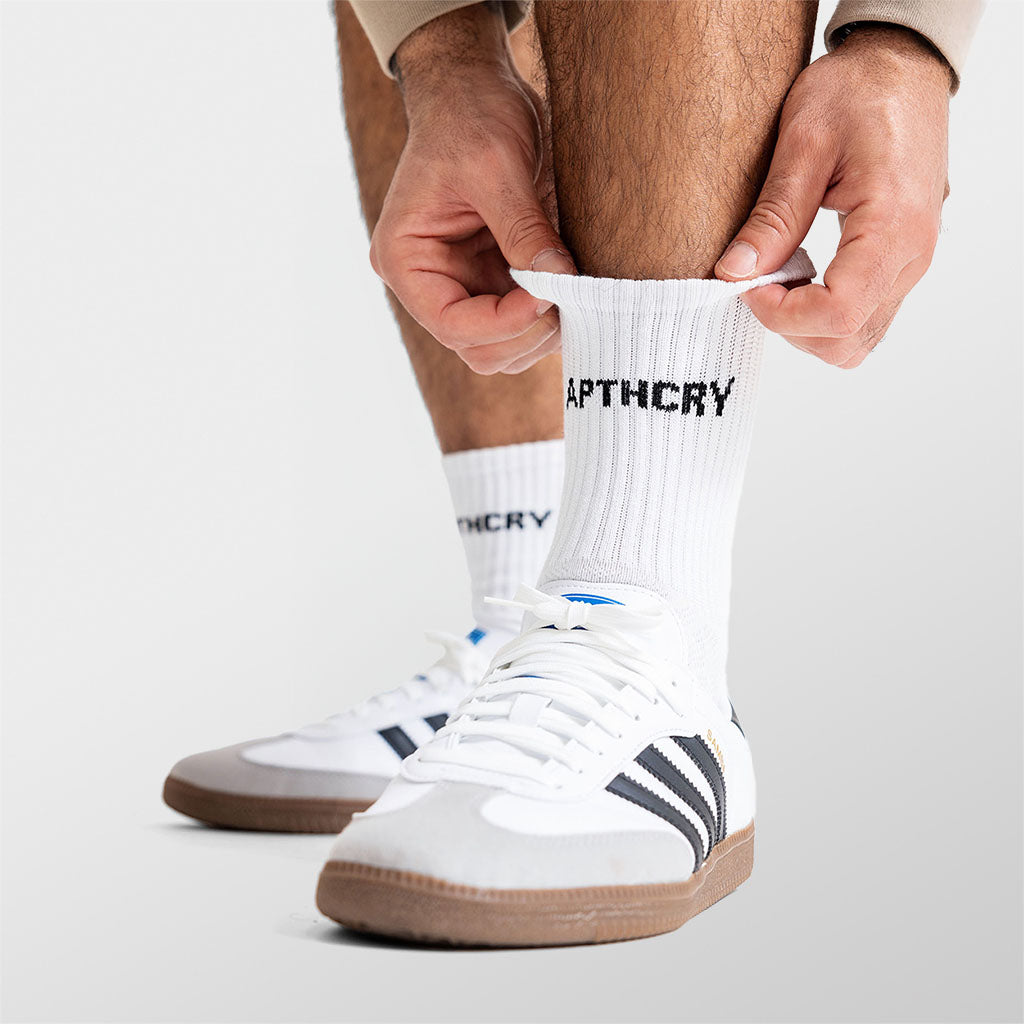 APTHCRY Shin Logo Mid-Length - White - AVBL MRKT (2)