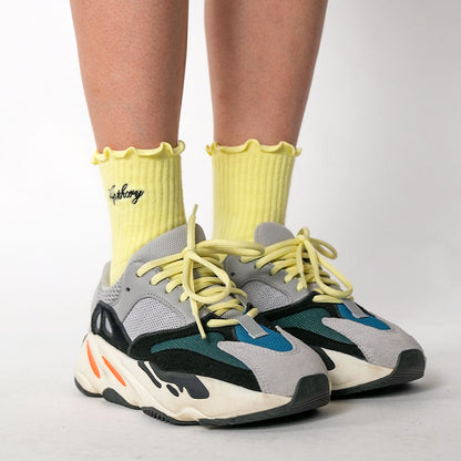 APTHCRY WMNS Lettuce Edge Quarter Socks - Butter Yellow - AVBL MRKT (2)