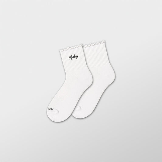 APTHCRY WMNS Lettuce Edge Quarter Socks - White - AVBL MRKT (1)