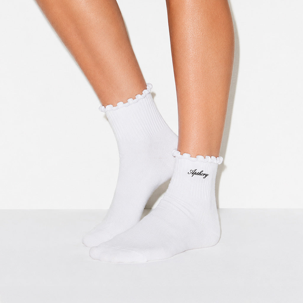 APTHCRY WMNS Lettuce Edge Quarter Socks - White - AVBL MRKT (3)