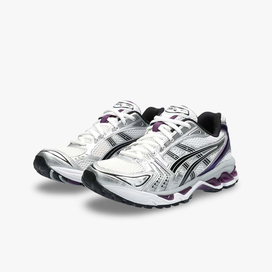 ASICS Gel Kayano 14 'White / Dark Grape' (2023) (Womens) [1202A056-111] Athletic Casual Fashion Running Sports Sneakers in White / Dark Grape / Pure Silver for Unisex Adult Female Ladies Girls WMNS - AVBL MRKT (1)