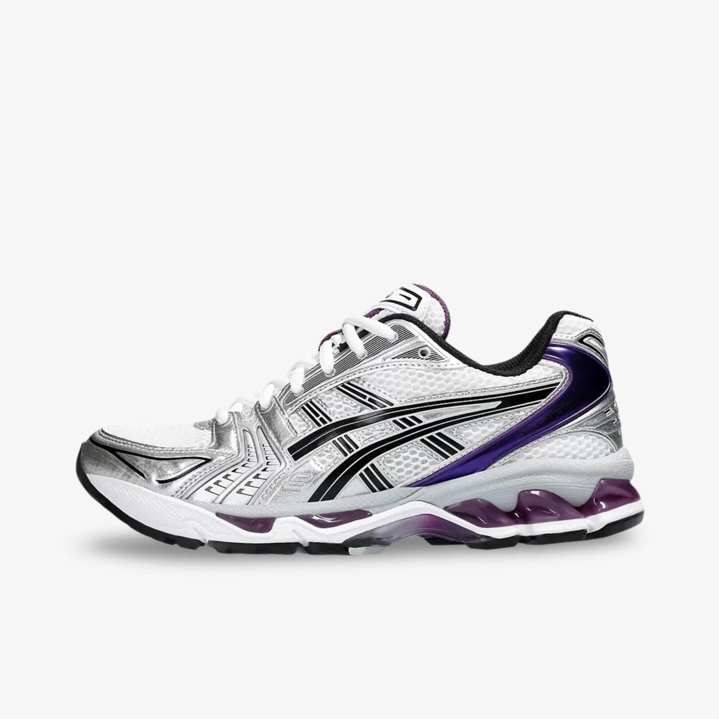 ASICS Gel Kayano 14 'White / Dark Grape' (2023) (Womens) [1202A056-111] Athletic Casual Fashion Running Sports Sneakers in White / Dark Grape / Pure Silver for Unisex Adult Female Ladies Girls WMNS - AVBL MRKT (2)