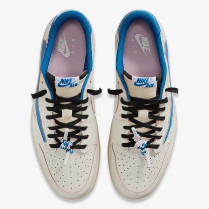 Air Jordan 1 Low OG SP x Travis Scott x Fragment Design 'Sail / Military Blue' (2025) [DM7866-104] Athletic Basketball Sports Sneakers in Sail / Military Blue - Black for Unisex Adult Mens - AVBL MRKT (5)