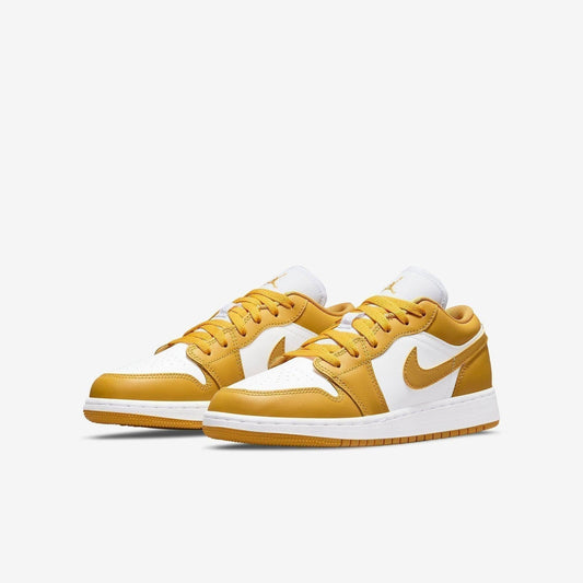 Air Jordan 1 Low 'Pollen' (2021) (GS) [553560-171] Athletic Basketball Sports Sneakers in White / Pollen for Unisex Youth Kids Junior Boys Girls - AVBL MRKT (1)