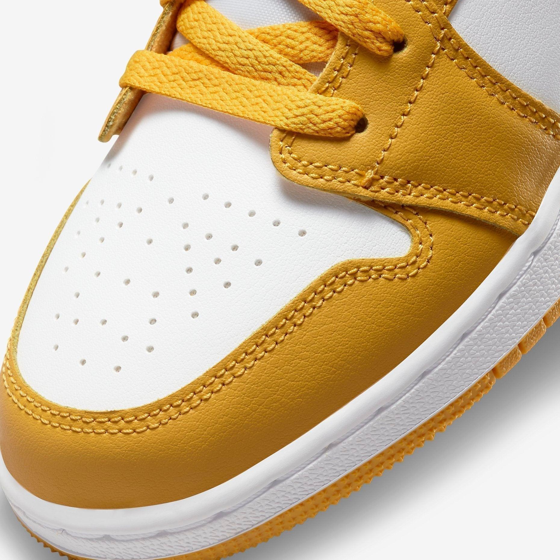 Air Jordan 1 Low 'Pollen' (2021) (GS) [553560-171] Athletic Basketball Sports Sneakers in White / Pollen for Unisex Youth Kids Junior Boys Girls - AVBL MRKT (7)