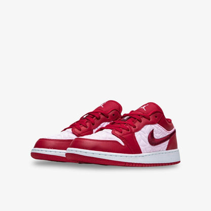 Air Jordan 1 Low SE 'Red Quilt / Valentine's Day' (2020) (GS) [DB3621-600] Athletic Basketball Sports Sneakers in Gym Red / Dark Beetroot for Unisex Youth Kids Junior Boys Girls - AVBL MRKT (1)