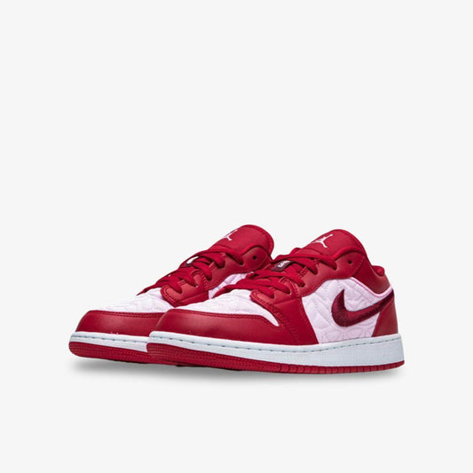 Air Jordan 1 Low SE 'Red Quilt / Valentine's Day' (2020) (GS) [DB3621-600] Athletic Basketball Sports Sneakers in Gym Red / Dark Beetroot for Unisex Youth Kids Junior Boys Girls - AVBL MRKT (1)