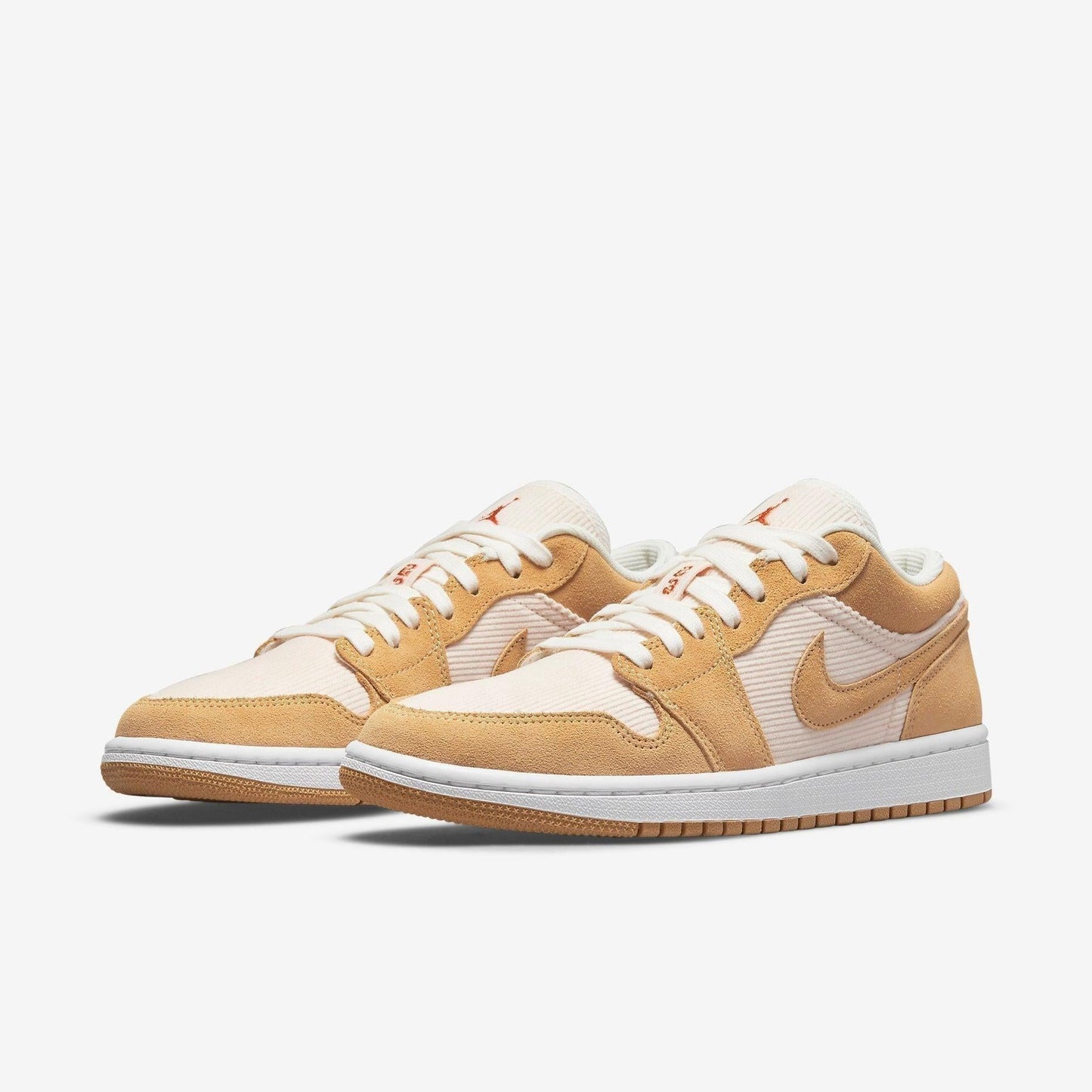 Air Jordan 1 Low SE 'Twine Corduroy' (2021) (Womens) [DH7820-700] Athletic Basketball Sports Sneakers in Twine / Orange - Orange Quartz for Unisex Adult Female Ladies Girls WMNS - AVBL MRKT (1)