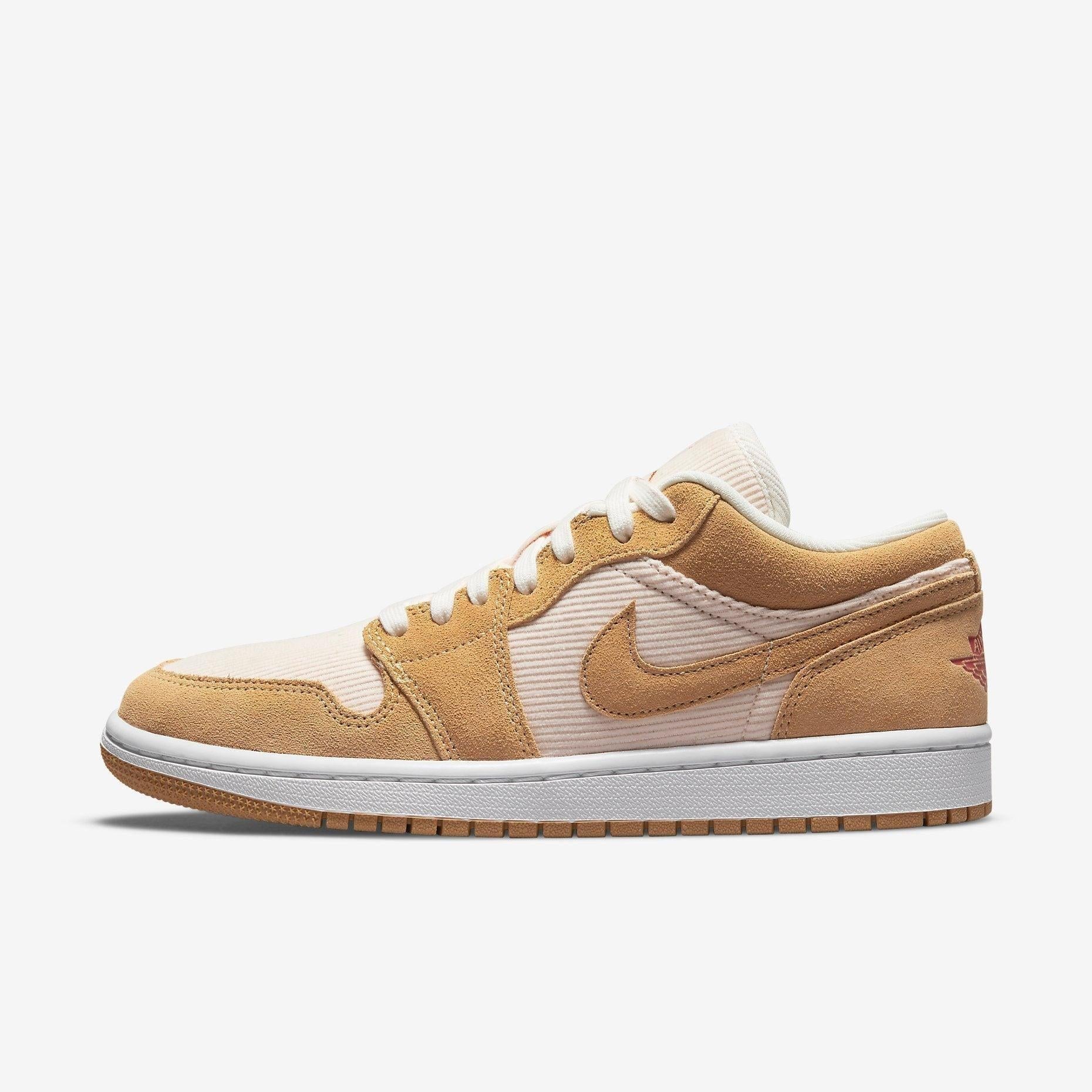 Air Jordan 1 Low SE 'Twine Corduroy' (2021) (Womens) [DH7820-700] Athletic Basketball Sports Sneakers in Twine / Orange - Orange Quartz for Unisex Adult Female Ladies Girls WMNS - AVBL MRKT (2)