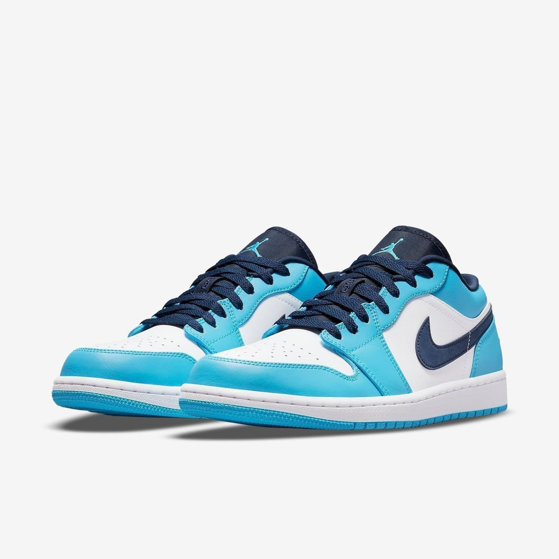 Air Jordan 1 Low 'UNC' (2021) [553558-144] Athletic Basketball Sports Sneakers in White / Dark Powder Blue - Obsidian for Unisex Adult Mens - AVBL MRKT (1)