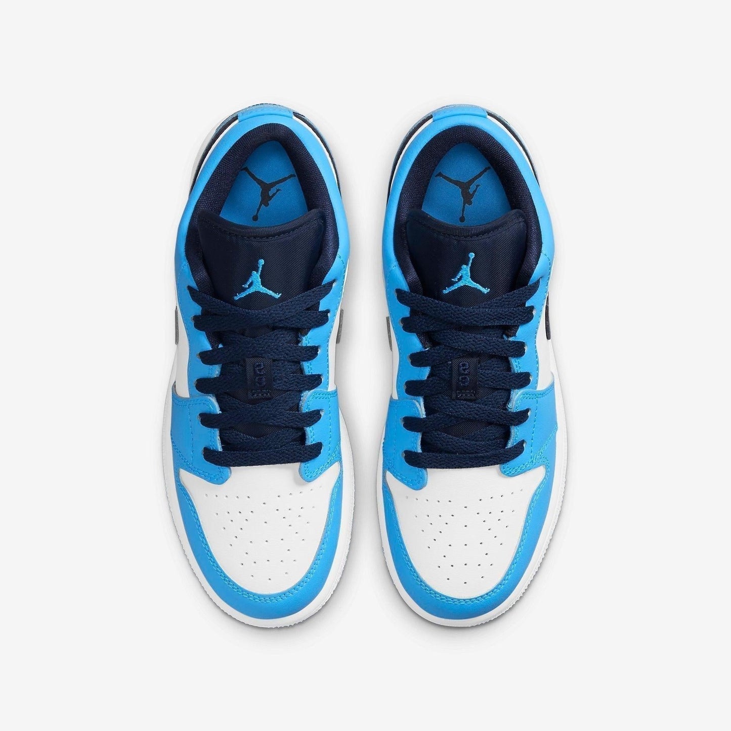 Air Jordan 1 Low 'UNC' (2021) (GS) [553560-144] Athletic Basketball Sports Sneakers in White / Dark Powder Blue - Obsidian for Unisex Youth Kids Junior Boys Girls - AVBL MRKT (5)
