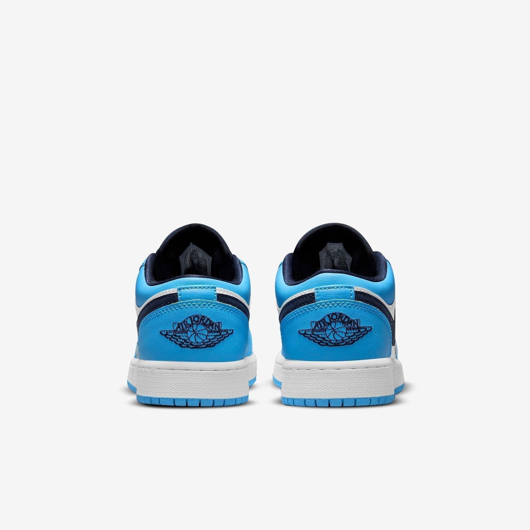 Air Jordan 1 Low 'UNC' (2021) (GS) [553560-144] Athletic Basketball Sports Sneakers in White / Dark Powder Blue - Obsidian for Unisex Youth Kids Junior Boys Girls - AVBL MRKT (6)