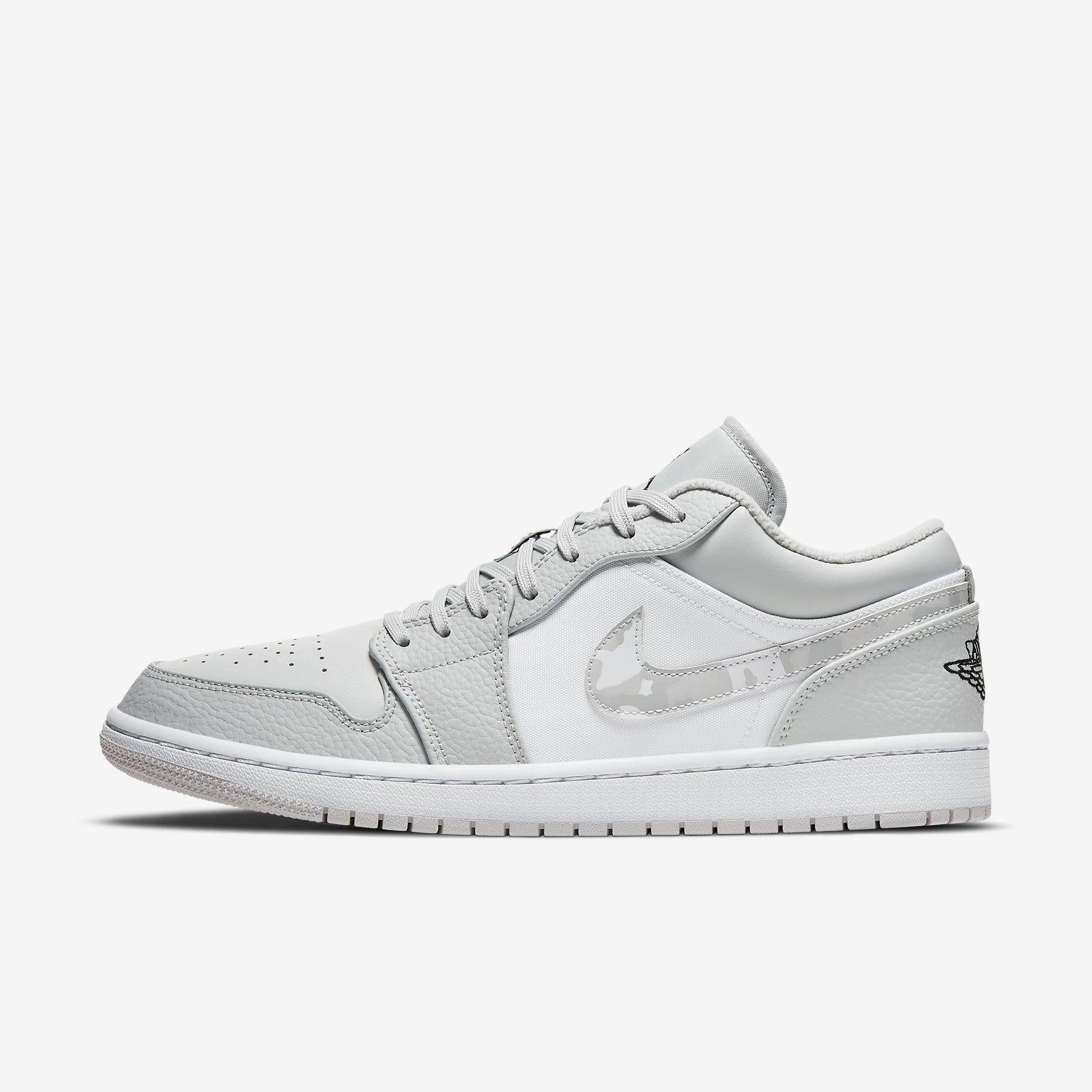 Air Jordan 1 Low 'White Camo' (2020) [DC9036-100] Athletic Basketball Sports Sneakers in White / Photon Dust - Grey Fog for Unisex Adult Mens - AVBL MRKT (2)