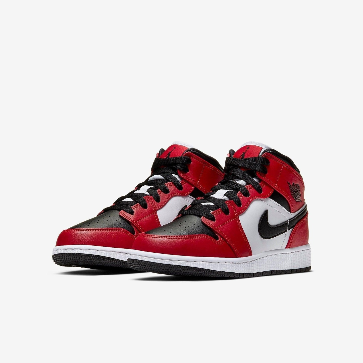 Air Jordan 1 Mid 'Chicago Black Toe' (2020) (GS) [554725-069] Athletic Basketball Sports Sneakers in Black / Black - Gym Red for Unisex Youth Kids Junior Boys Girls - AVBL MRKT (1)