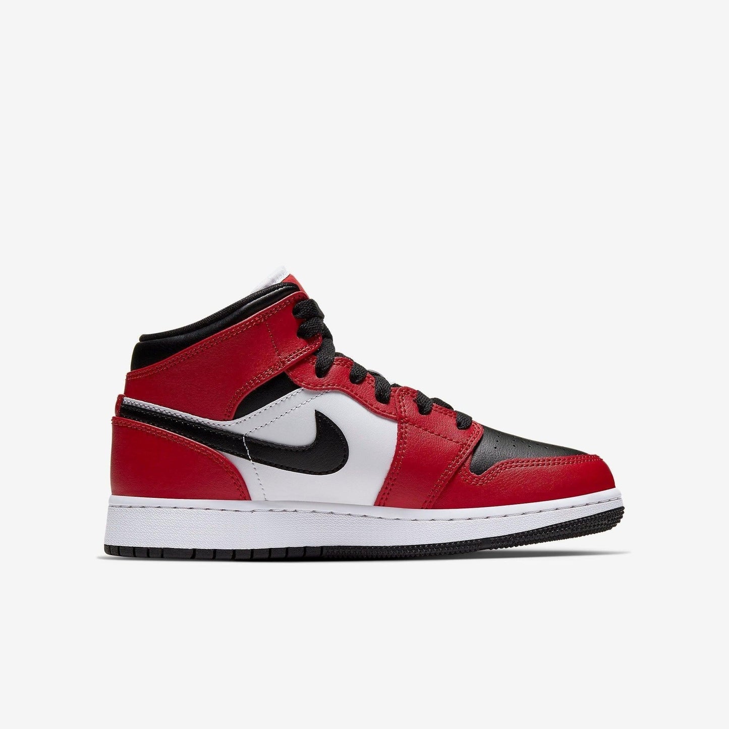 Air Jordan 1 Mid 'Chicago Black Toe' (2020) (GS) [554725-069] Athletic Basketball Sports Sneakers in Black / Black - Gym Red for Unisex Youth Kids Junior Boys Girls - AVBL MRKT (4)