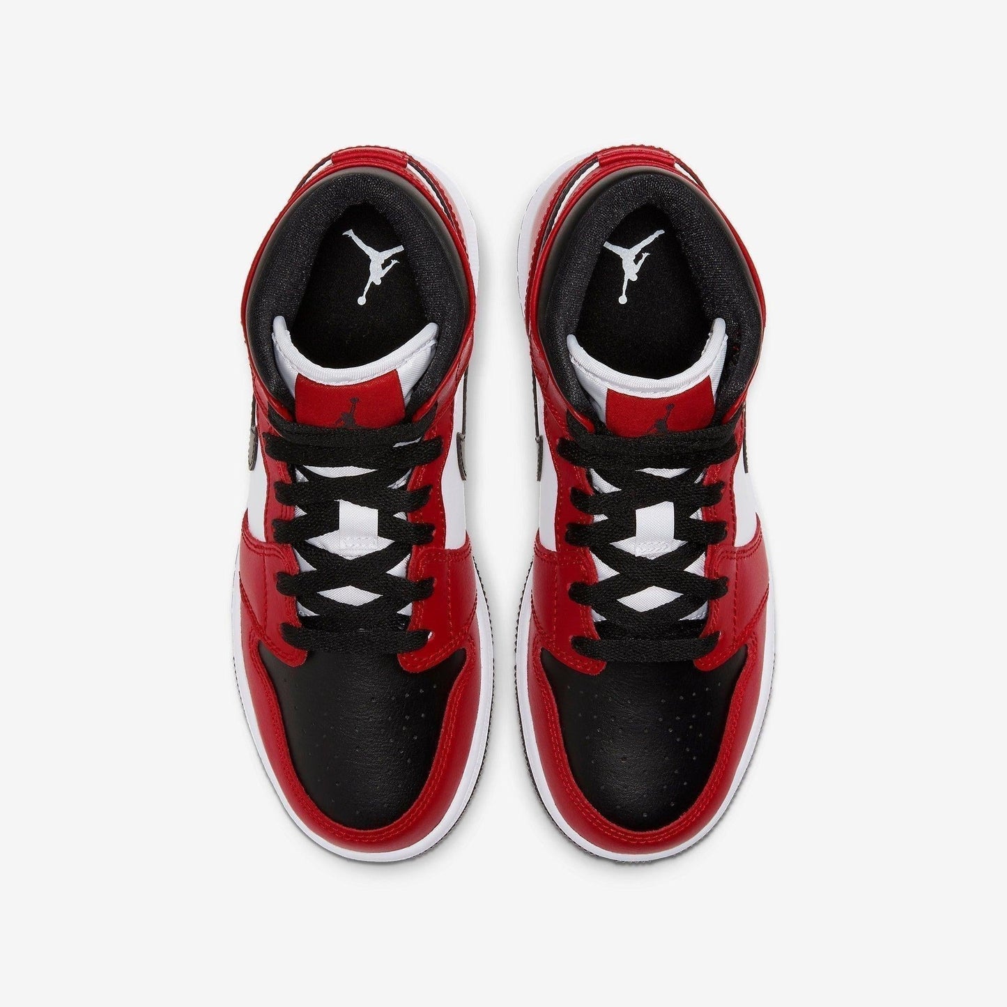 Air Jordan 1 Mid 'Chicago Black Toe' (2020) (GS) [554725-069] Athletic Basketball Sports Sneakers in Black / Black - Gym Red for Unisex Youth Kids Junior Boys Girls - AVBL MRKT (5)
