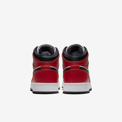 Air Jordan 1 Mid 'Chicago Black Toe' (2020) (GS) [554725-069] Athletic Basketball Sports Sneakers in Black / Black - Gym Red for Unisex Youth Kids Junior Boys Girls - AVBL MRKT (6)