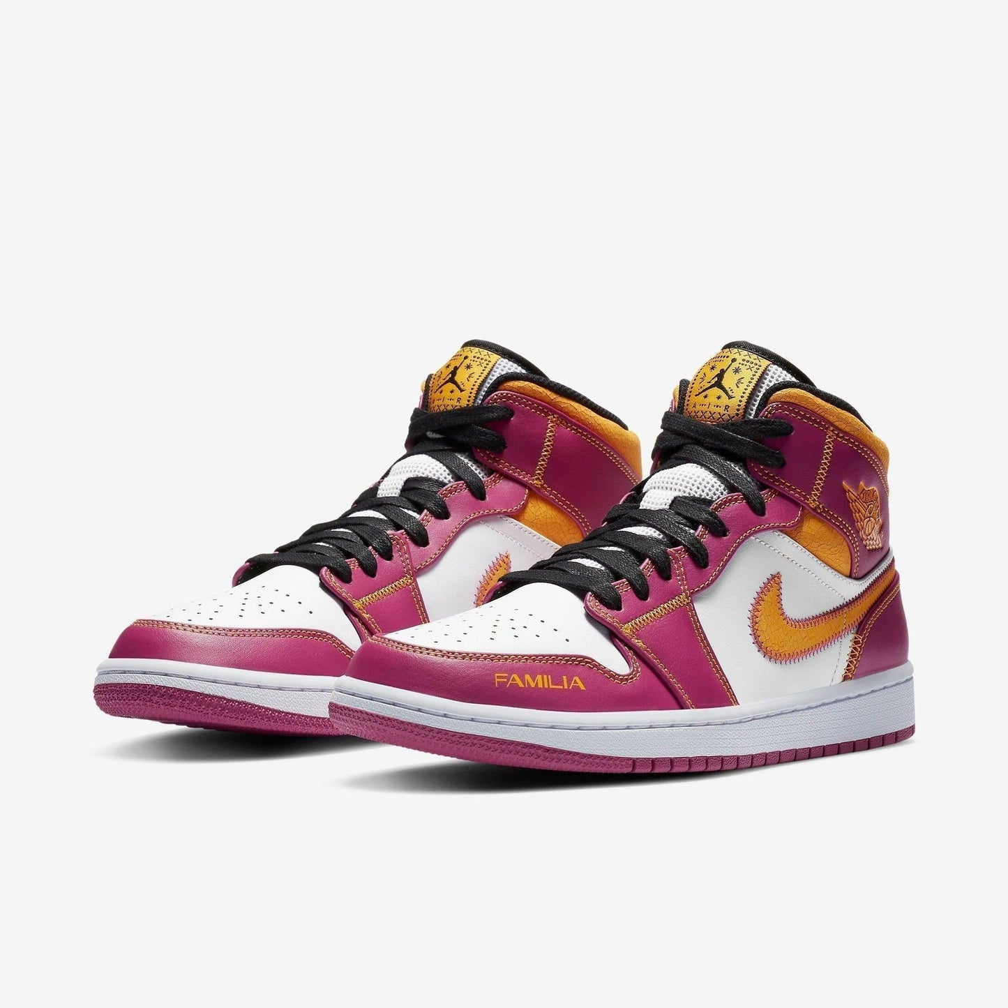 Air Jordan 1 Mid DOD 'Dia de Los Muertos' (2020) [DC0350-100] Athletic Basketball Sports Sneakers in White / University Gold - Fuchsia for Unisex Adult Mens - AVBL MRKT (1)