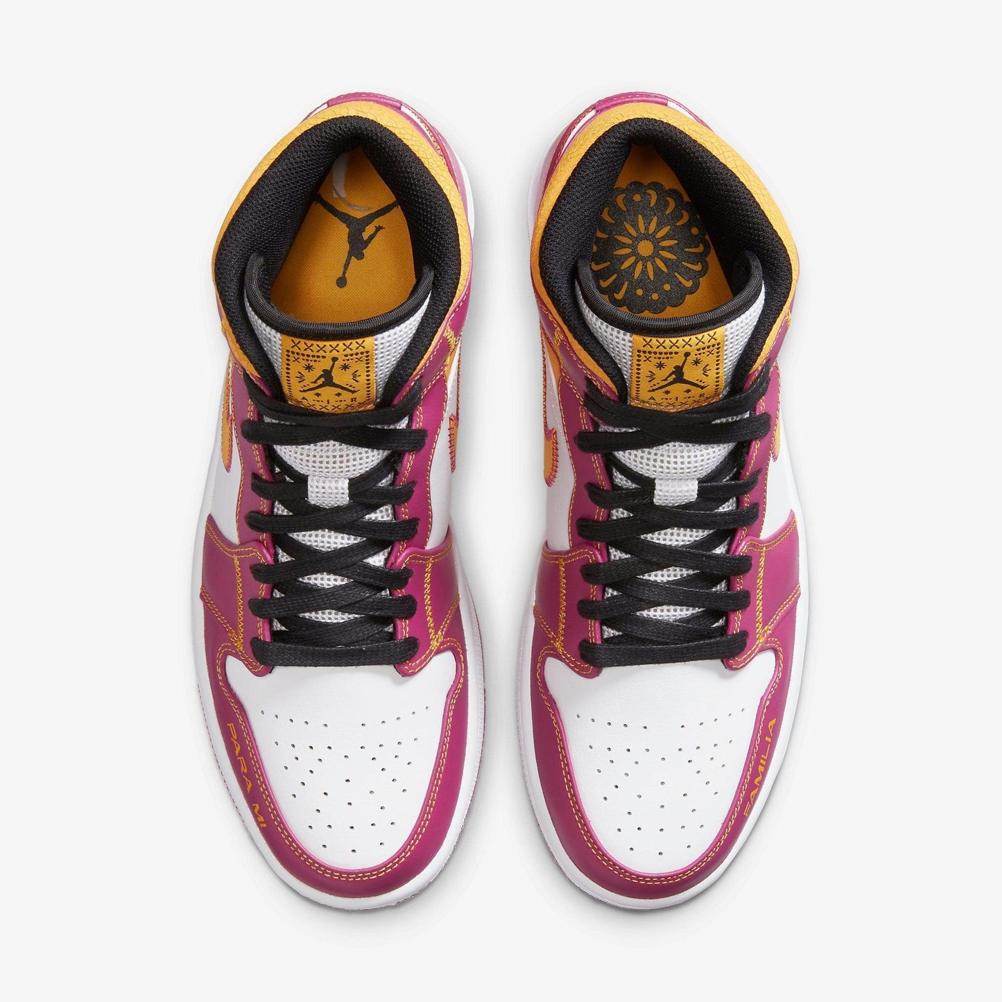 Air Jordan 1 Mid DOD 'Dia de Los Muertos' (2020) [DC0350-100] Athletic Basketball Sports Sneakers in White / University Gold - Fuchsia for Unisex Adult Mens - AVBL MRKT (5)
