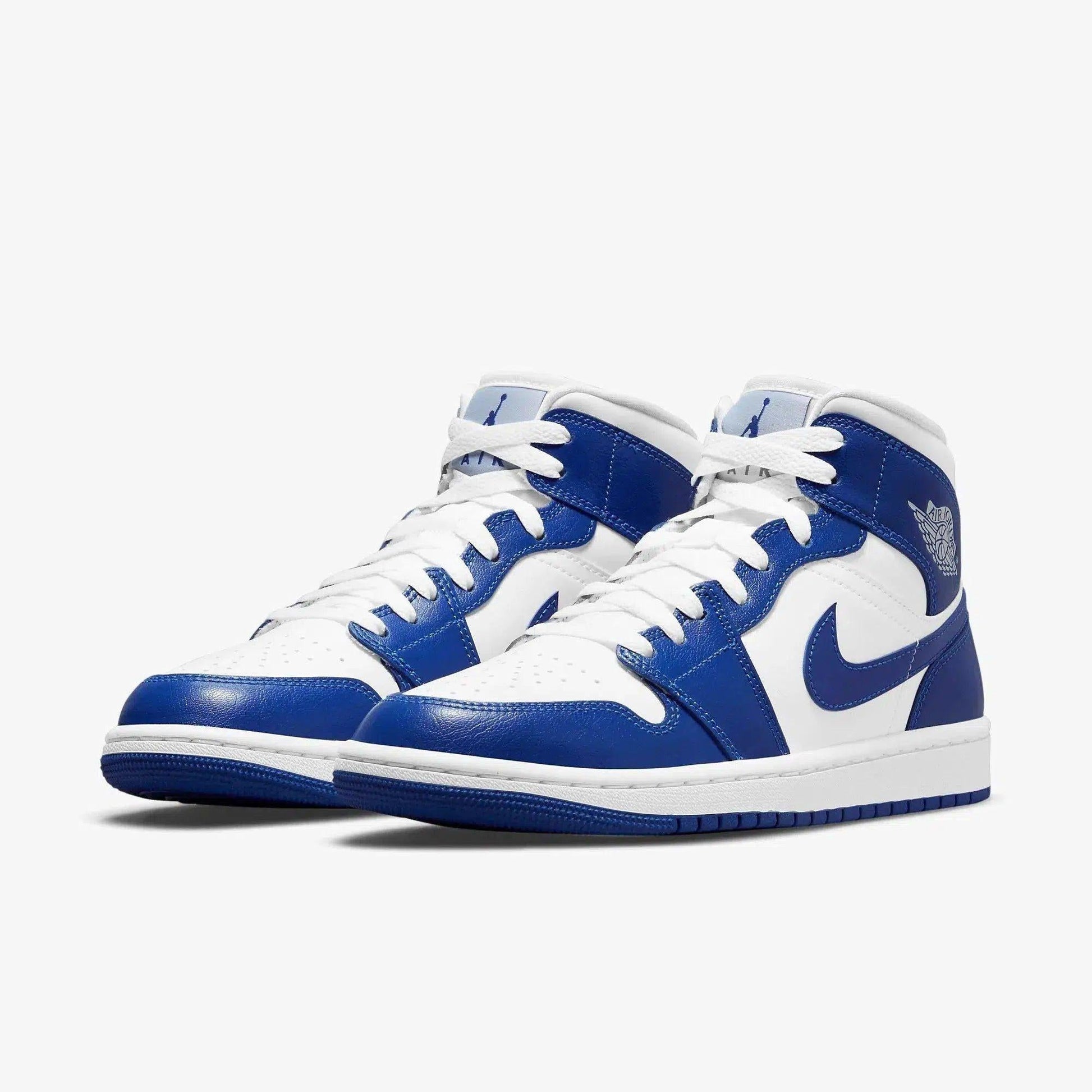 Air Jordan 1 Mid 'Kentucky' (2021) (Womens) [BQ6472-104] Athletic Basketball Sports Sneakers in White / Hyper Royal - White for Unisex Adult Female Ladies Girls WMNS - AVBL MRKT (1)