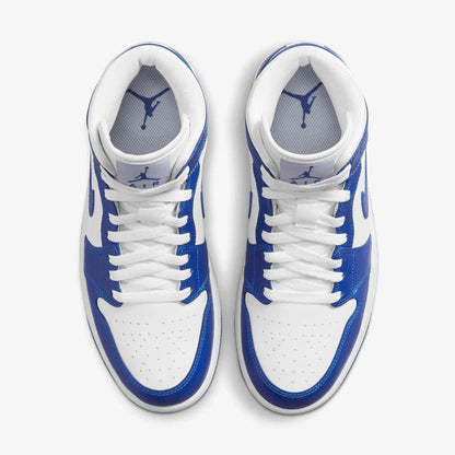 Air Jordan 1 Mid 'Kentucky' (2021) (Womens) [BQ6472-104] Athletic Basketball Sports Sneakers in White / Hyper Royal - White for Unisex Adult Female Ladies Girls WMNS - AVBL MRKT (5)