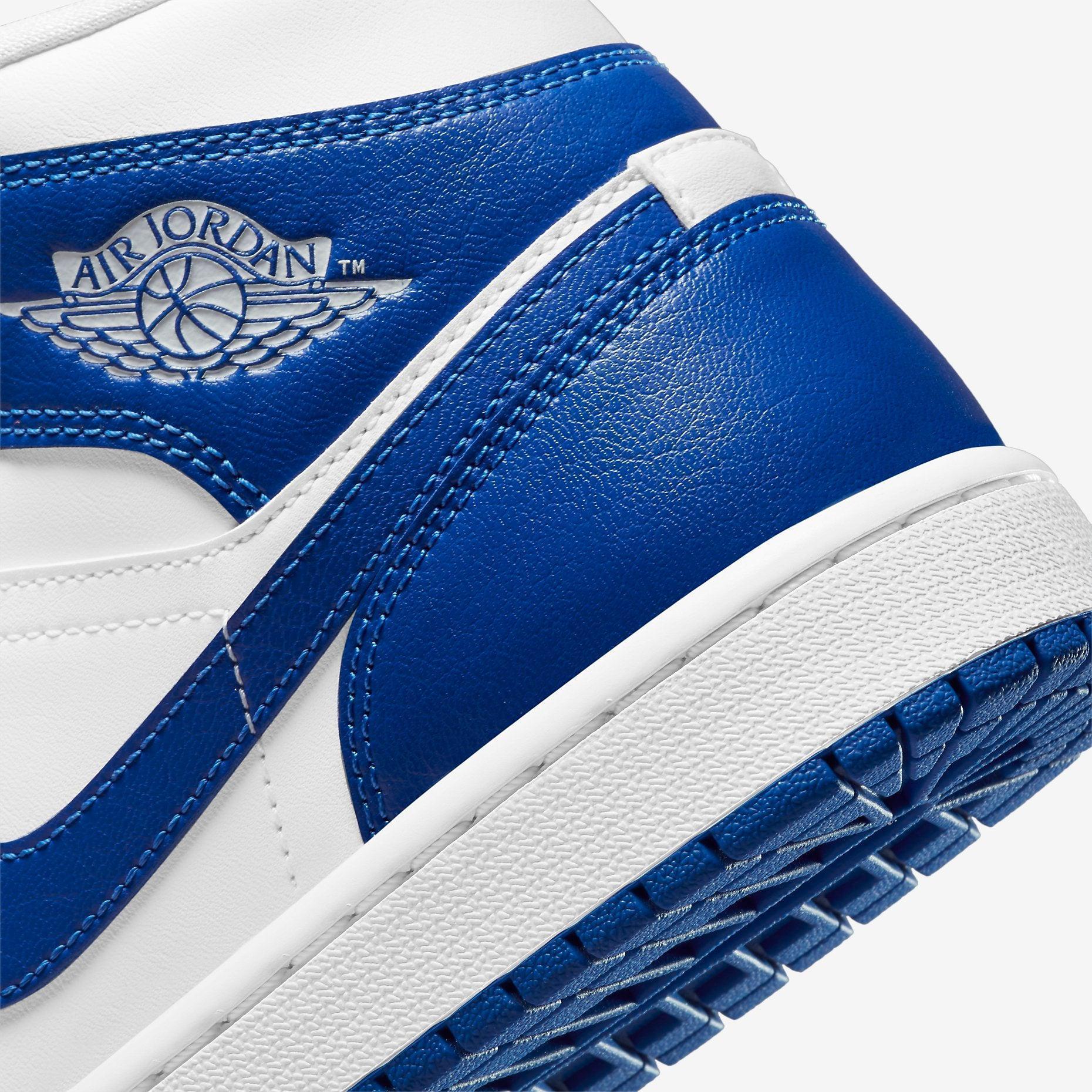 Air Jordan 1 Mid 'Kentucky' (2021) (Womens) [BQ6472-104] Athletic Basketball Sports Sneakers in White / Hyper Royal - White for Unisex Adult Female Ladies Girls WMNS - AVBL MRKT (8)