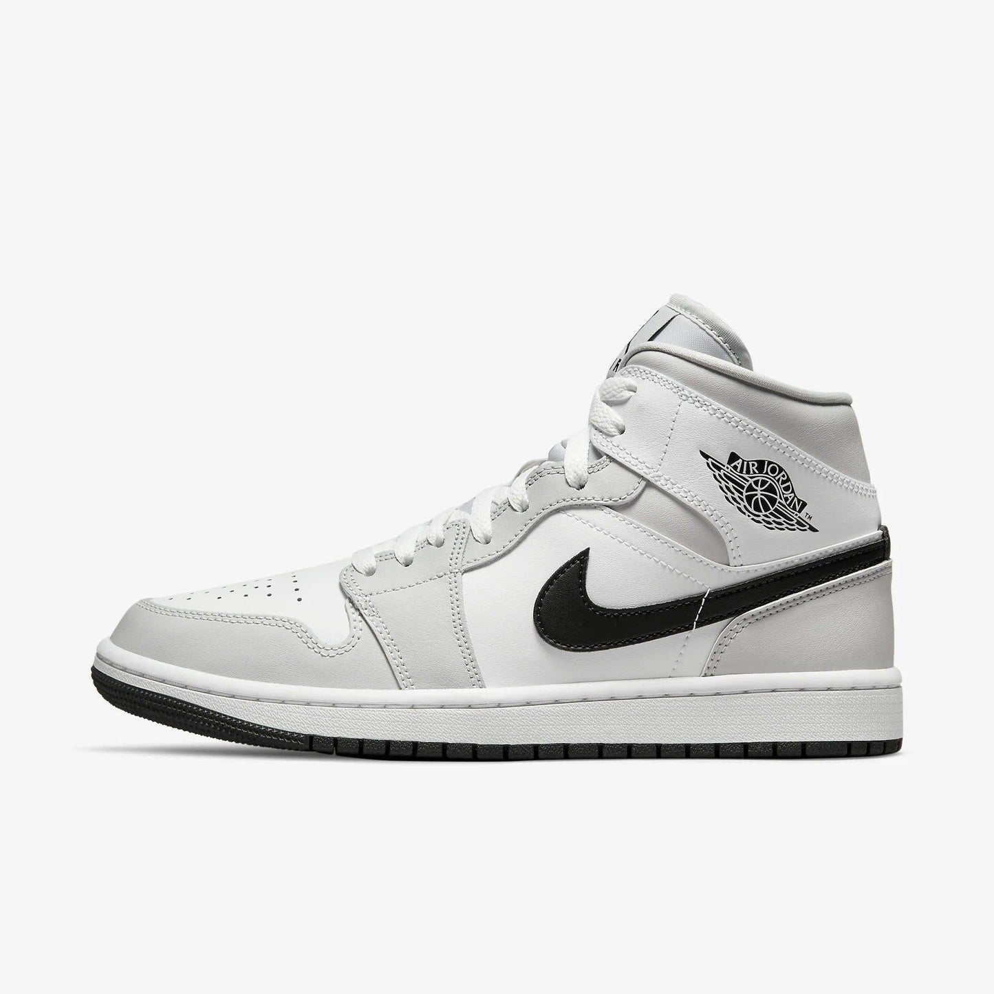Air Jordan 1 Mid 'Light Smoke Grey' (2021) (Womens) [BQ6472-015] Athletic Basketball Sports Sneakers in Grey Fog / Black - White for Unisex Adult Female Ladies Girls WMNS - AVBL MRKT (2)