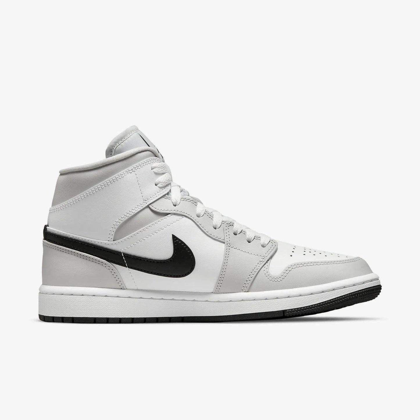 Air Jordan 1 Mid 'Light Smoke Grey' (2021) (Womens) [BQ6472-015] Athletic Basketball Sports Sneakers in Grey Fog / Black - White for Unisex Adult Female Ladies Girls WMNS - AVBL MRKT (4)